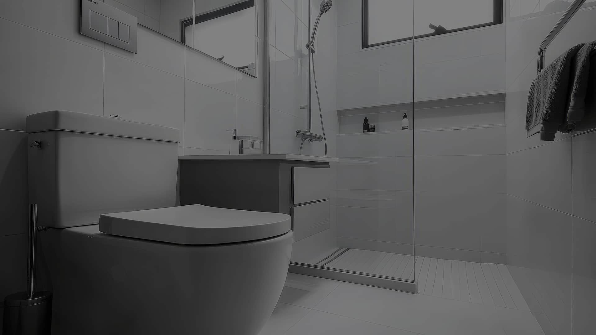 Nowoczesna łazienka z prysznicem walk-in i toaletą &ndash; doprowadzenie kanalizacji do domu