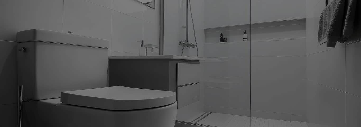 Nowoczesna łazienka z prysznicem walk-in i toaletą – doprowadzenie kanalizacji do domu