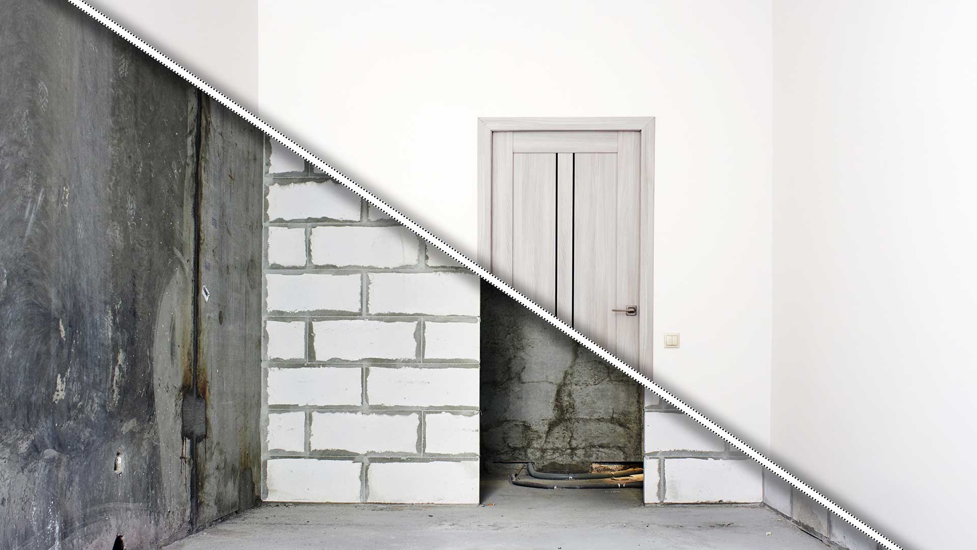 porównanie przed i po remoncie pomieszczenia w starym domu -  w 2021