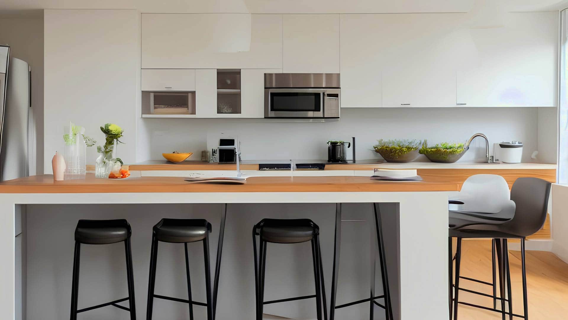 Nowoczesna biała kuchnia z wyspą po generalnym remoncie