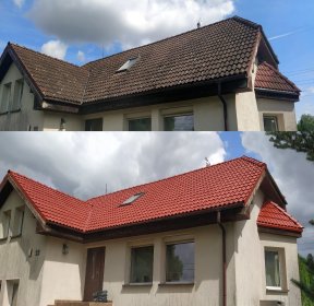 Oferujemy malowanie dachów pokrytych dachówką betonową, ceramiczną oraz blachą.