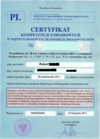certyfikat kompetencji zawodowych w przewozie osób