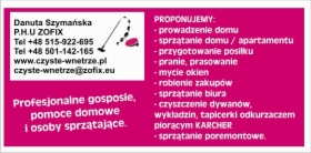 Profesjonalna pomoc gosposia, pomoc domowa i osoba sprzątająca domy, biura, mieszkania i apartamenty