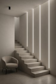 Oświetlenie schodowe – linia LED wewnętrzna podtynkowa