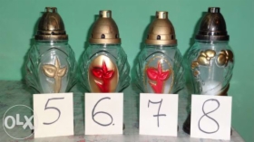 znicze szklane, gipsowe oraz wiazanki