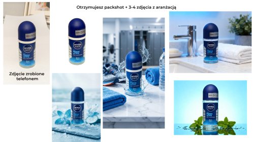 Przesyłasz zdjęcie zrobione aparatem lub telefonem - otrzymasz packshot + 3-4  z aranżacją