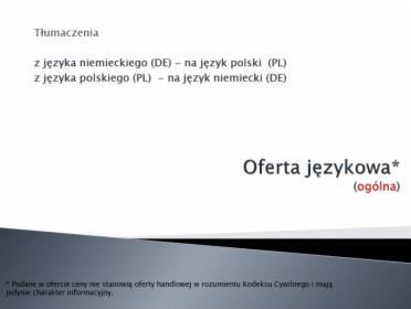 OFERTA NA TŁUMACZENIA - język niemiecki