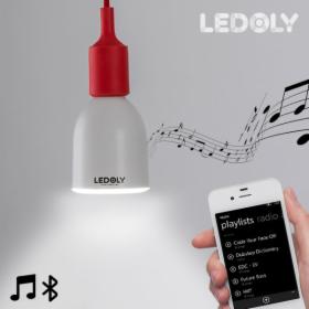 Biała żarówka LED Bluetooth z głośnikiem