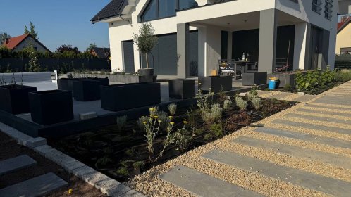 Zadzenie drzew, krzewów, bylin i cebul wraz z palikowaniem i rozstawą według projektu