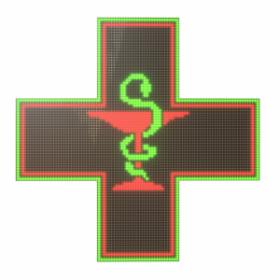 Krzyż apteczny reklama LED red/green 96x96cm Jednostronny