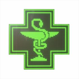 Krzyż apteczny reklama LED 64x64cm zielony jednostronny