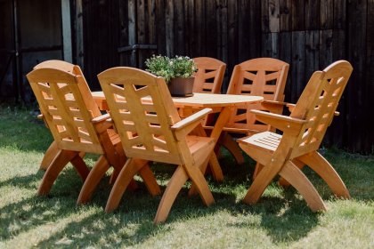 Komplet mebli ogrodowych 6 krzeseł + stół owalny typ X lam nr 10