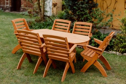 Zestaw mebli ogrodowych 6 krzeseł + stół owalny typ X