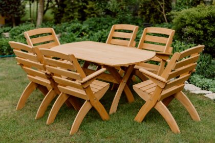 Zestaw mebli ogrodowych 6 krzeseł + stół owalny X wersja 2