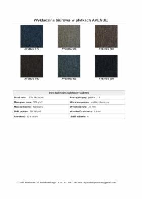 Avenue płytki dywanowe - ceny netto w zł/m2.