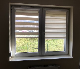 Rolety wewnętrzne wersja Dzień/Noc w kasetkach i wolno wiszące.