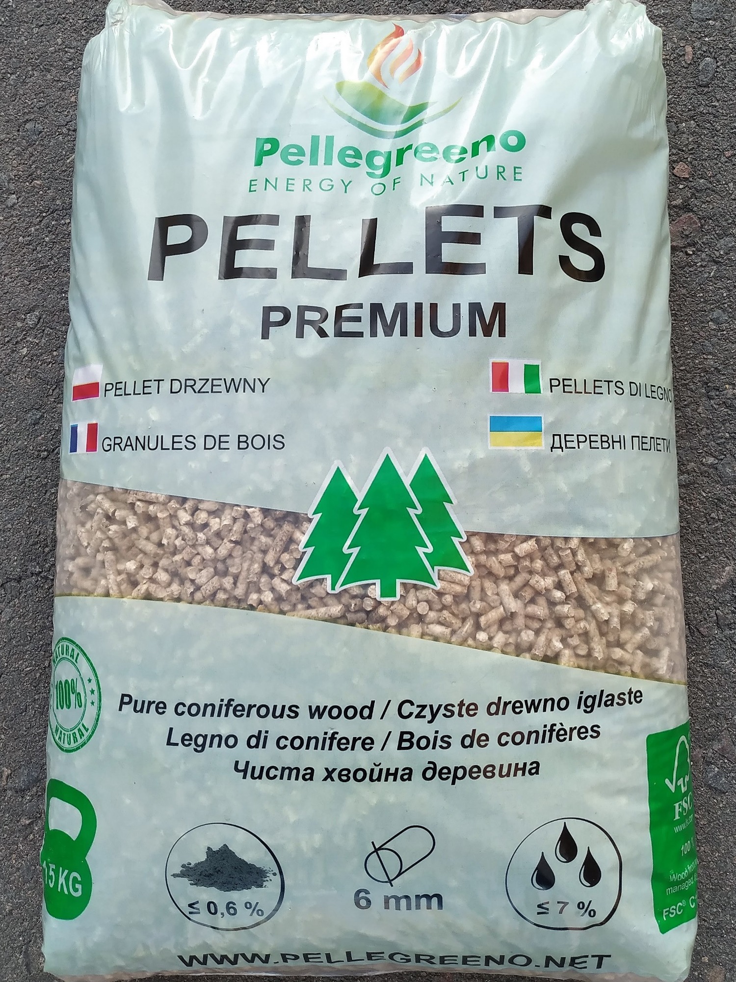 Pellet drzewny 6 mm 15 kg "Pellegreeno" Premium., Lublin Oferta