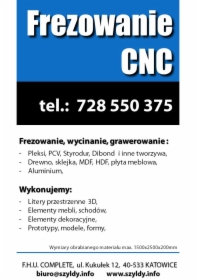 FREZOWANIE CNC - plexi, aluminium, sklejka, MDF i inne