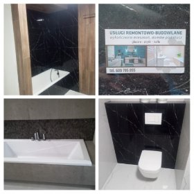 Łazienki wraz z białym montażem, wykańczanie wnętrz