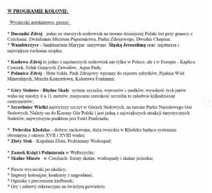 Kolonie Dolny Śląsk z wycieczką do Czech 01.08-11.08.2019 (11 dni)