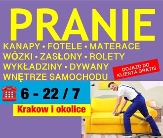 Pranie materaca, czyszczenie tapicerki, wózka, zasłon, fotele, kanapy.