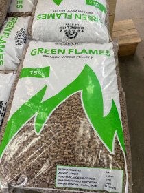 Pellet sosnowy 6mm GREEN FLAMES 1t worki 15kg pelet