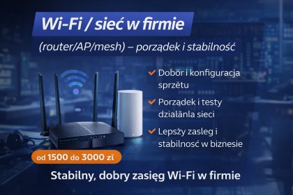 Wi-Fi / sieć w firmie (router/AP/mesh) – porządek i stabilność