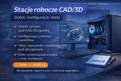 Stacje robocze CAD/3D – dobór, konfiguracja i testy