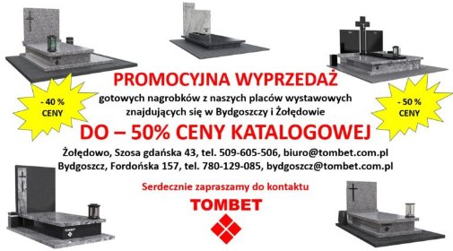 Nagrobki w promocyjnych cenach z rabatem -40% oraz -50%