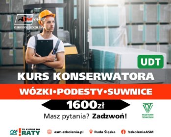 Kursy konserwatorów UDT - Wózek widłowy - Ładowarka - Suwnice - Podesty i wiele więcej!