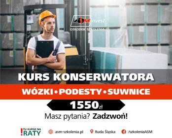 Kursy konserwatorów UDT - Wózek widłowy - Ładowarka - Suwnice - Podesty i wiele więcej!
