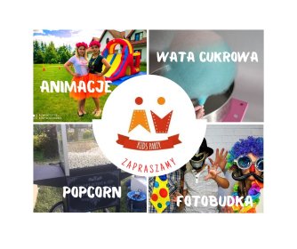 Animacje dla dzieci, wata cukrowa, popcorn, fotobudka