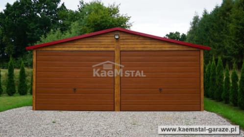 Garaż blaszany z blachy drewnopodobnej lub kolory RAL. Producent - montaż CAŁA POLSKA