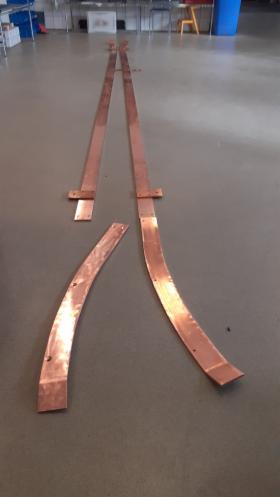 Usługa wykonania gięcia szyn Cu 100x10 i elementów i połaczeń