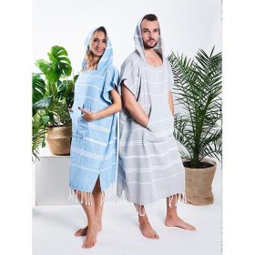 Komplet poncho hammam damski i męski 100% naturalna bawełna