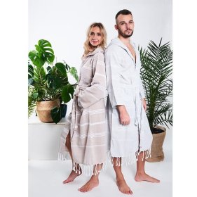 Komplet szlafrok hammam damski i męski 100% naturalna bawełna