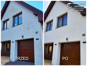 Niskociśnieniowe mycie elewacji z odgrzybianiem tynku