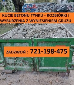 Skuwanie płytek , posadzek, tynków, betonu . Rozbiórki budynków . Wyburzenia ścian.