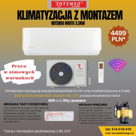 Klimatyzacja Rotenso Imoto 3.5kW z montażem. Klimatyzacja Rotenso Imoto 3.5kW z montażem.