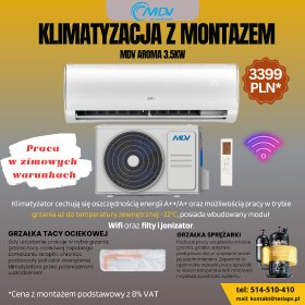 Klimatyzacja MDV Aroma 3.5kW z montażem. Klimatyzacja MDV Aroma 3.5kW z montażem.