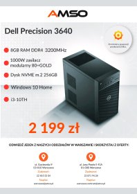 NOWY Dell Precision 3640 Tower i3-10100 8GB DDR4 256GB SSD NVMe M.2 Windows 10 Home PL