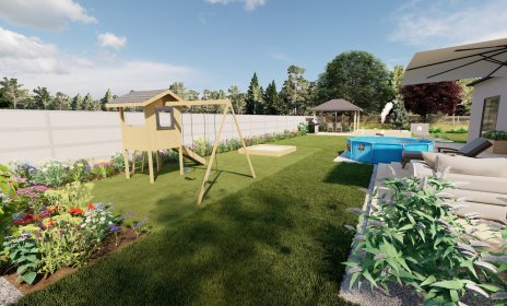 Projekt ogrodu przydomowego o wielkości 1000-1600 m2