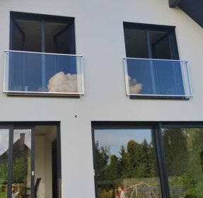 Balkon francuski aluminium anodowane Inox + szkło bezpieczne 8 mm