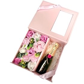 Flowerbox w pudełku prezentowym z przegródką na upominek lub życzenia