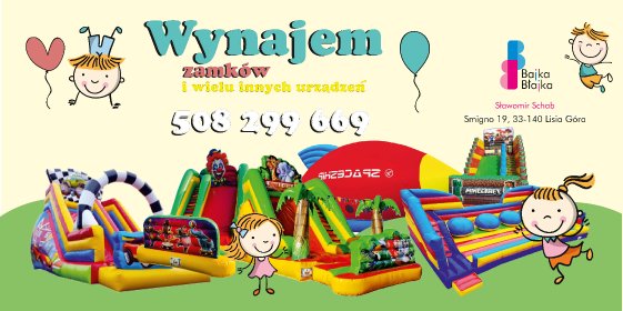 Wynajem dmuchanych zjeżdżalni i  innych atrakcji dla dzieci