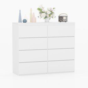 Komoda KOMBO 8 szuflad bez uchwytów Biały Alaska lub Dąb Sonoma