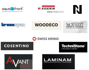 blaty: blaty laminowane, spiek kwarcowy, konglomerat, granit , HPL,  i wiele innych