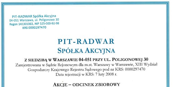 Sprzedam akcje pracownicze PIT-RADWAR S.A