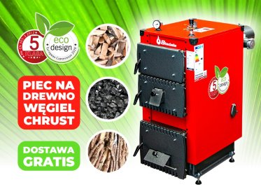 UNIEKO 11, 18, 27, 35 kW piec, kocioł 5 KLASA - WĘGIEL / DREWNO / CHRUST piece Z MONTAŻEM