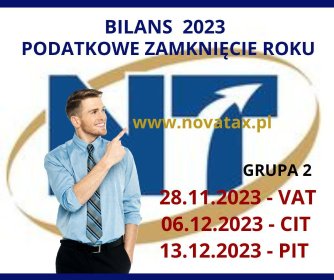 BILANS 2023  PODATKI VAT,PIT,CIT – KOMPLEKSOWE PODSUMOWANIE ROKU 2023